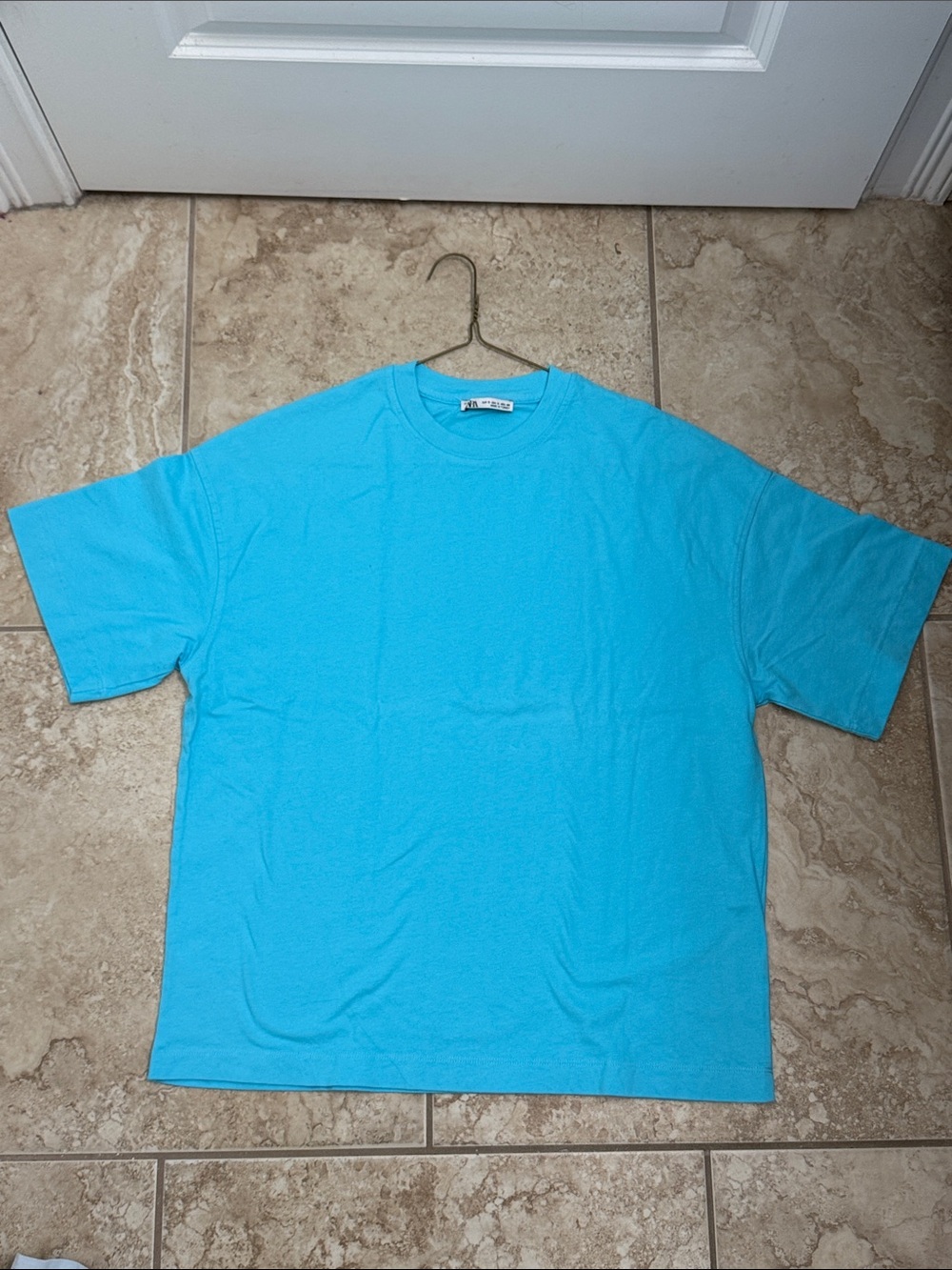 Zara Men’s S Turquoise Cotton Baggy tee